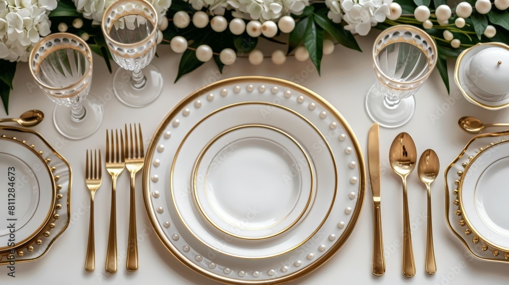 Elegant and refined dinner table settings for a luxurious and sophisticated gala event.