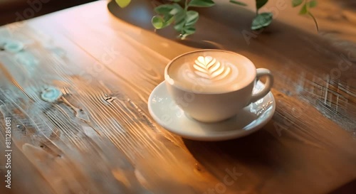 Enjoying a Morning Latte and Cappuccino at a Café's Coffee Table. Concept Local Cafes, Morning Routine, Coffee Lovers, Enjoying Drinks