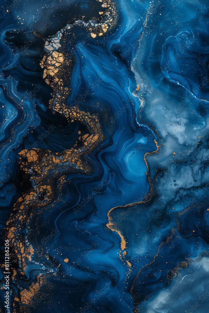 Royal blue art gallery featuring abstract, fluid art pieces, Royal blue art gallery featuring abstract, fluid art pieces,