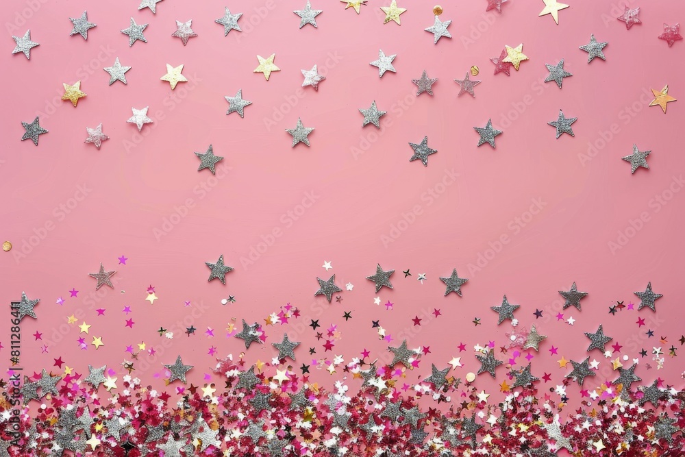 Pink Background With Silver and Gold Stars Pink Background With Silver and Gold Stars