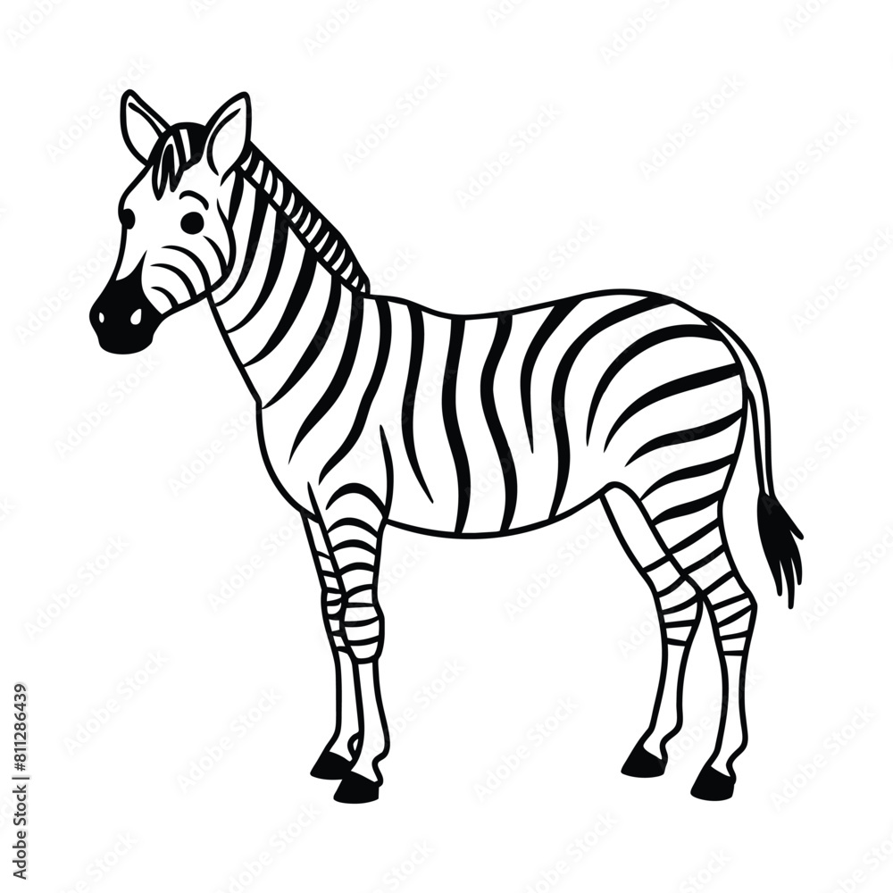 Fototapeta premium Zebra coloring pages. Zebra Animal outline. Animal line art