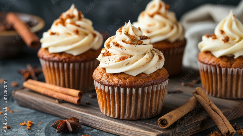 American cuisine. Carrot cupcakes with ginger and cinnamon. American cuisine. Carrot cupcakes with ginger and cinnamon.