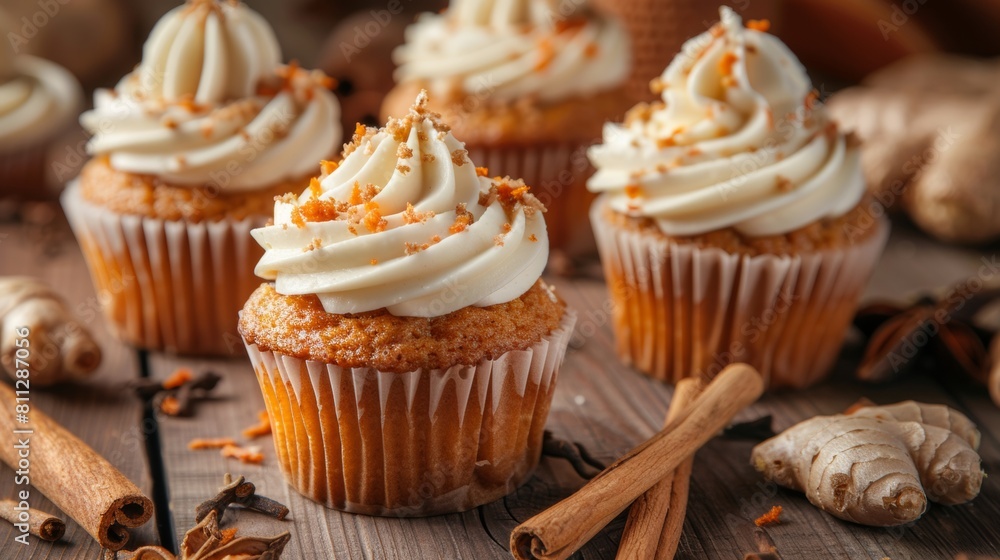 American cuisine. Carrot cupcakes with ginger and cinnamon. American cuisine. Carrot cupcakes with ginger and cinnamon.