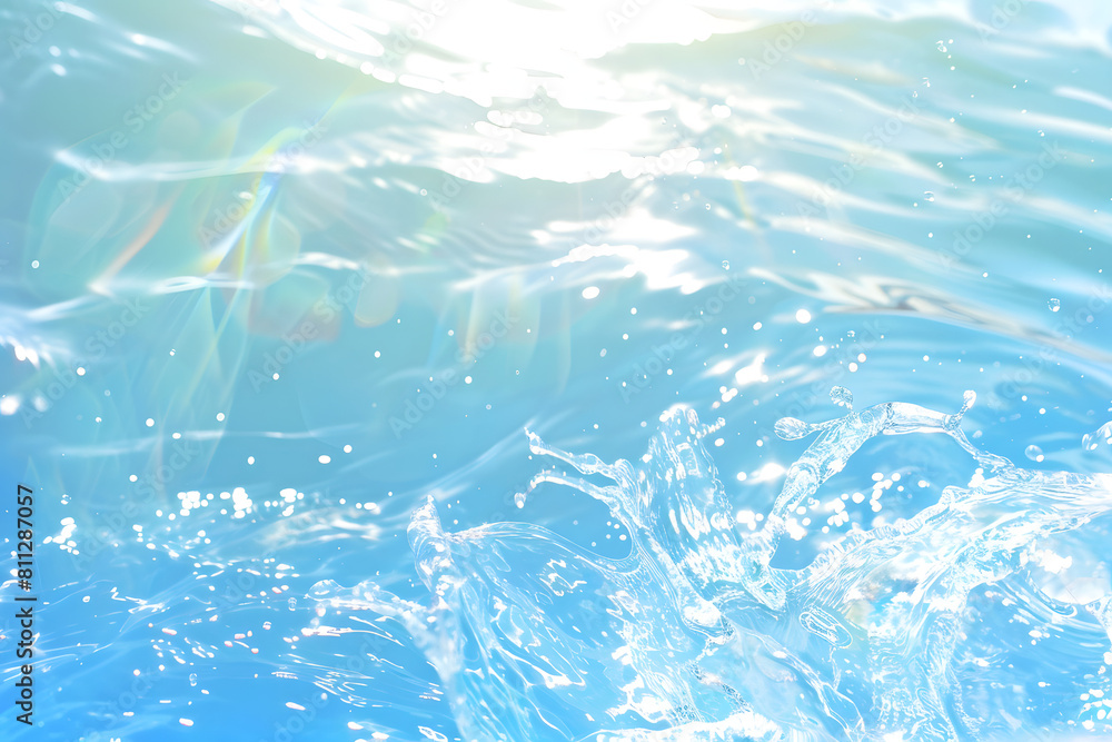 Obraz premium Sparkling blue water with light reflections and sun flare