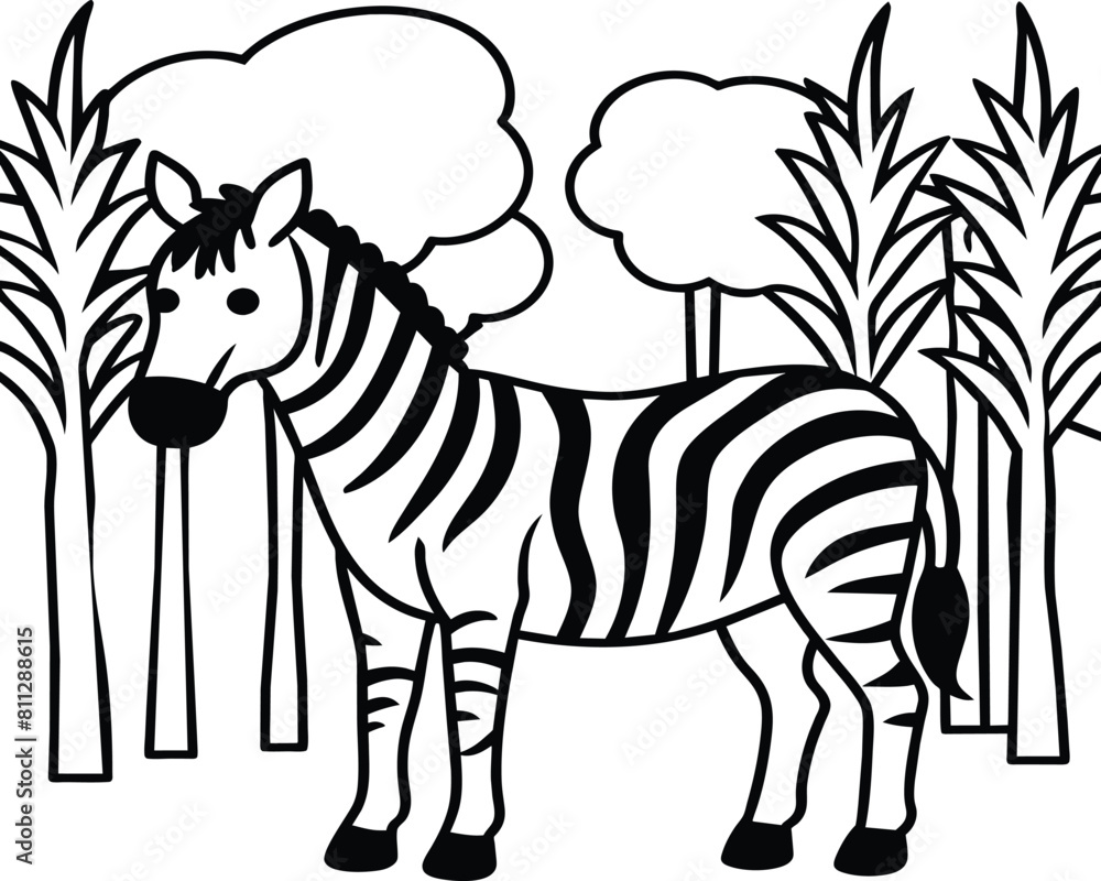 Fototapeta premium Zebra coloring pages. Zebra Animal outline. Animal line art