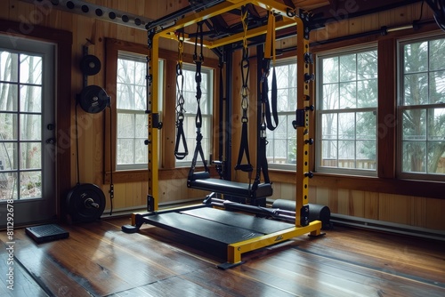 A pull-up machine in a home gym setting, A piece of equipment that requires proper technique and form to maximize workout effectiveness