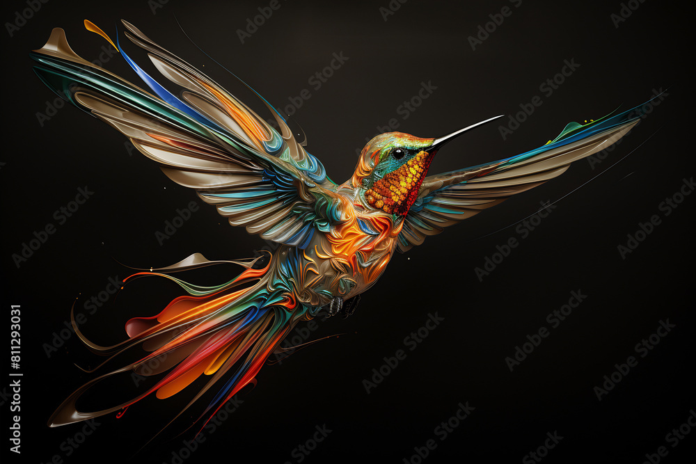 Fototapeta premium Flaming Flight: A Hummingbird's Dance
