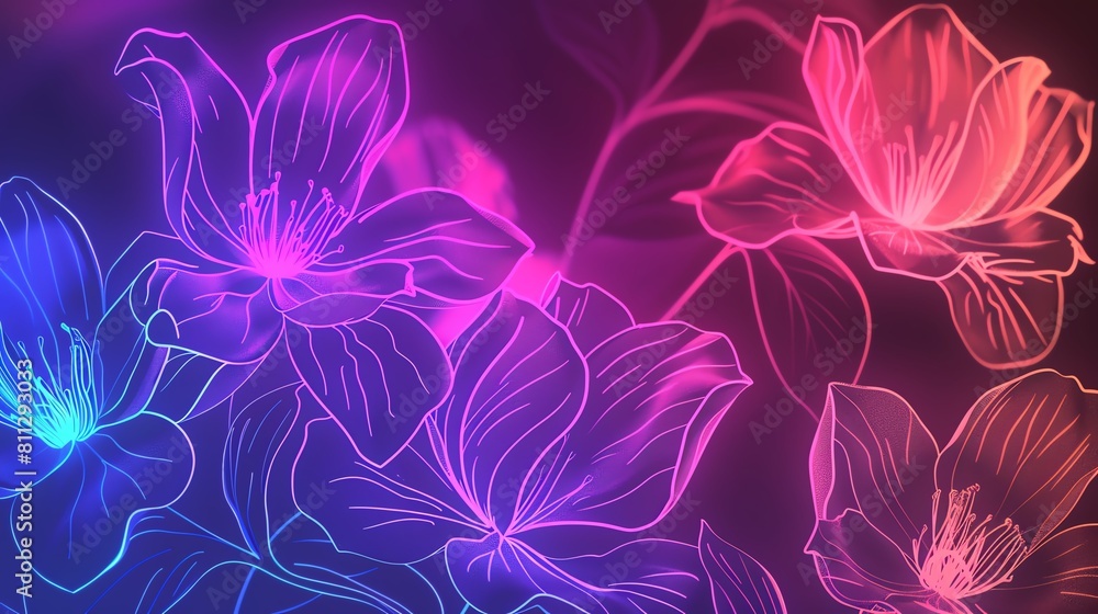 Create a seamless pattern with glowing neon flowers Create a seamless pattern with glowing neon flowers