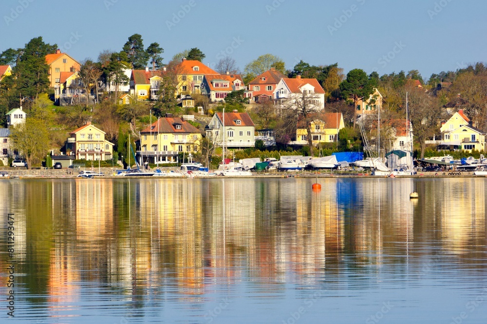 Fototapeta premium Houses by the water in Stockholm, Sweden