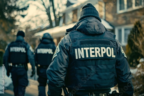 Interpol agents walking city