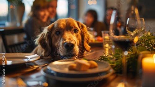 Family Dinner Time: Unconditional Love and Patience from a Loyal Pet Dog