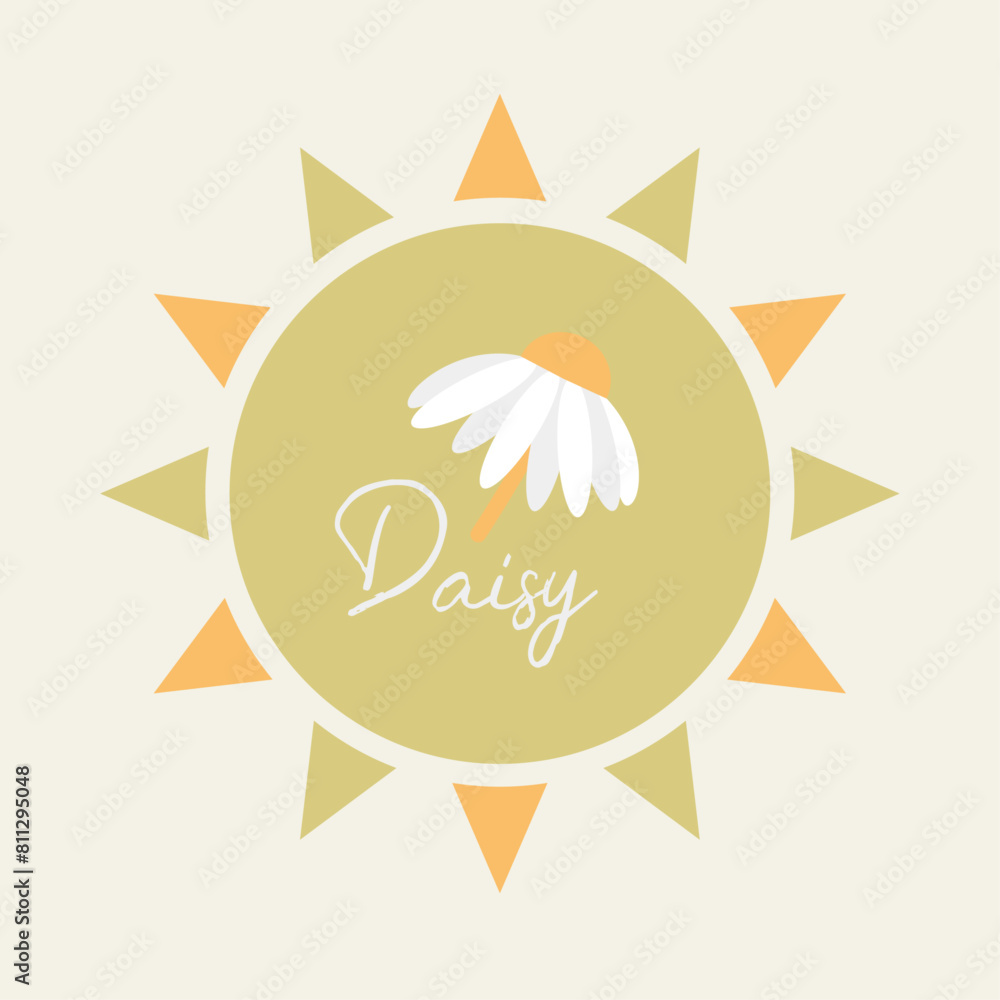 Fototapeta premium Flat Design Illustration with Sun at Daisy