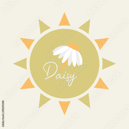 Flat Design Illustration with Sun at Daisy (ID: 811295048)