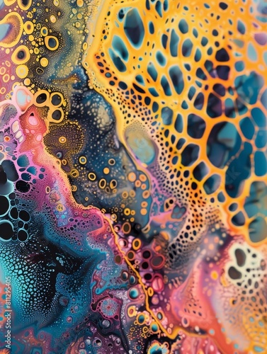Mesmerizing Underwater Coral Reef Inspired Abstract Art with Vibrant Colors and Fluid Patterns