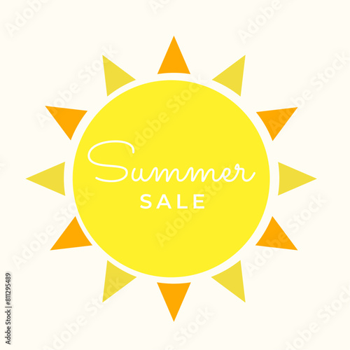 Flat Design Summer Sale Illustration with Sun (ID: 811295489)
