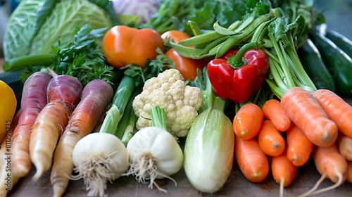 A variety of vegetables are on display. photo