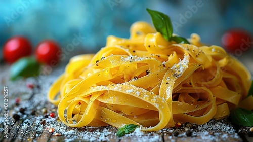   Close-up of plate of pasta with sauce   Parmesan cheese