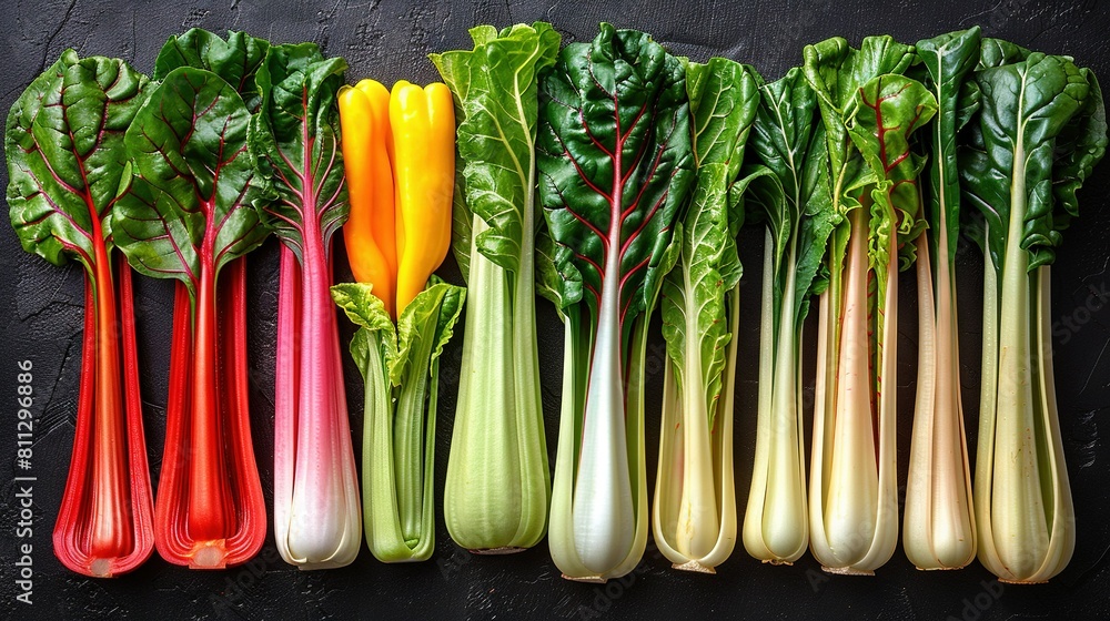   A line of vegetables is ready for use in a salad or dressing