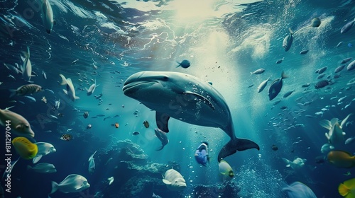 Underwater Symphony  Harmonious Interaction Among Ocean Animals. Generative Ai