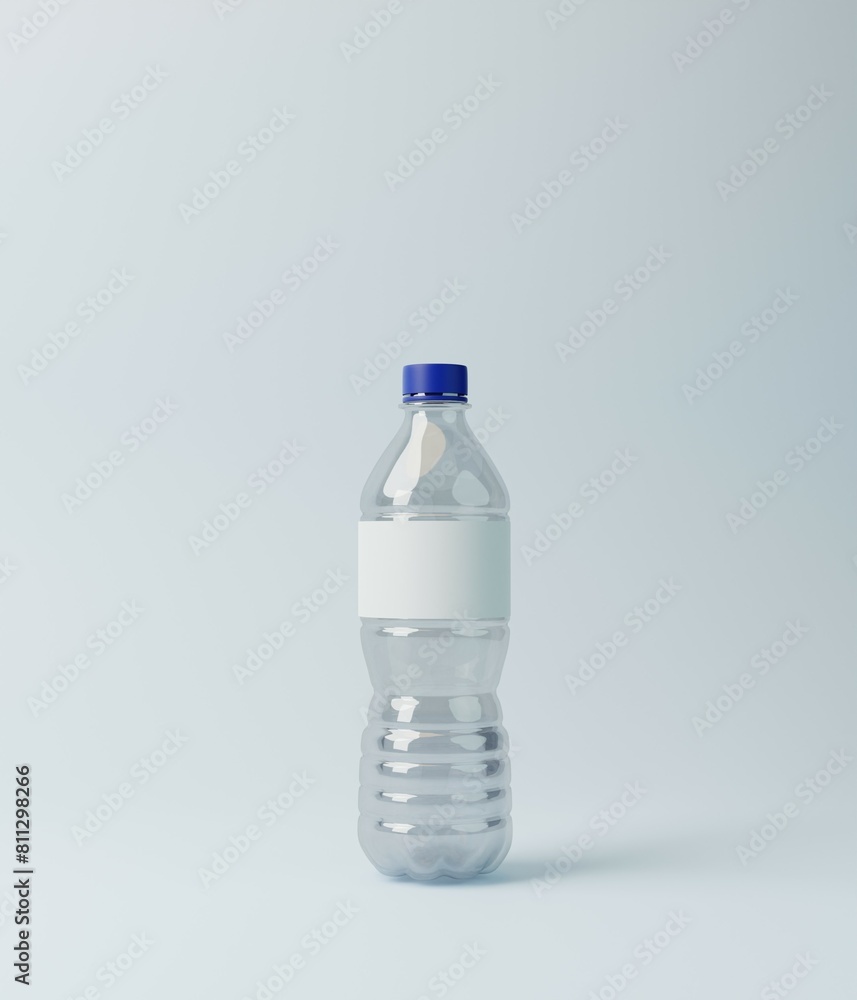Plastic bottle of water on plain light background. 3D render Plastic bottle of water on plain light background. 3D render
