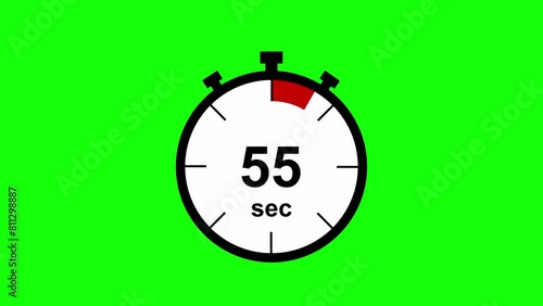 60 Seconds Countdown Timer Animation with simple Stopwatch Icon, Green Background