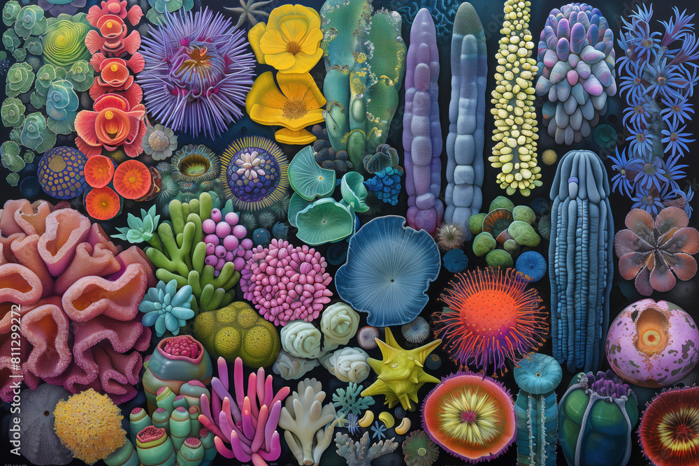 Fototapeta premium Gems, Bacteria and Viruses Under Microscope, Generative AI