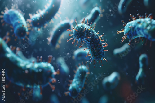Gems, Bacteria and Viruses Under Microscope, Generative AI photo