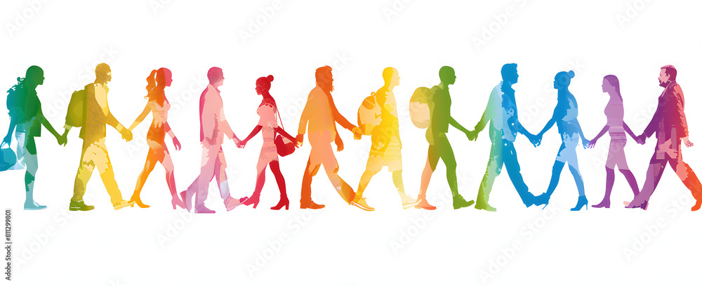 People of all colors walking together, inclusive business mindset values dignity and respect for all individuals People of all colors walking together, inclusive business mindset values dignity and respect for all individuals