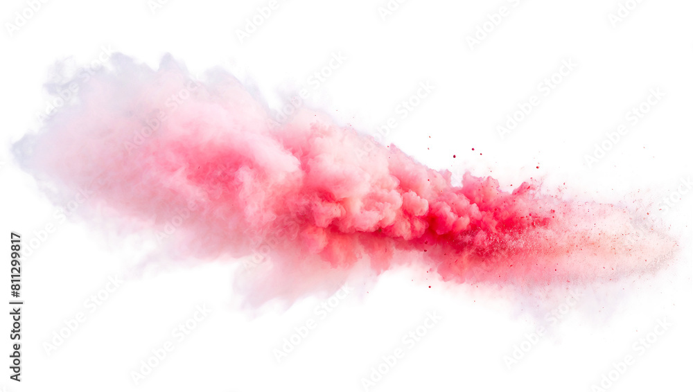 Vivid cherry red powder explosion isolated on white background Vivid cherry red powder explosion isolated on white background