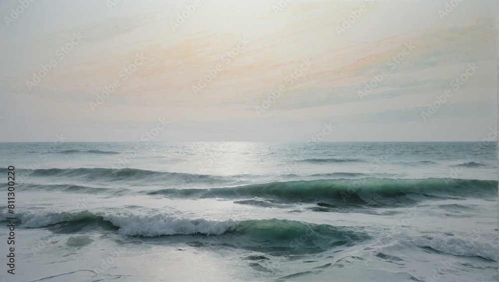 Soothing seascape with gentle waves under a pastel sky