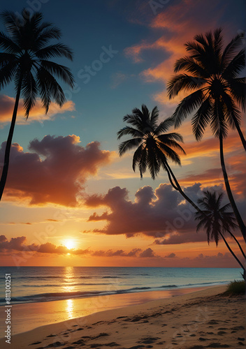 sunset over the beach  summer landscape wallpaper