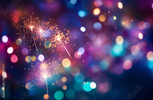 Sparkling Festive Fireworks with Vivid Bokeh Lights