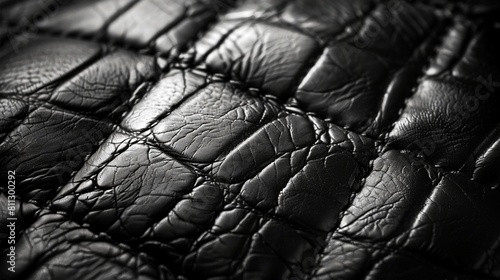 Quilted Elegance: The Luxurious Black Leather Texture in Detail. Generative AI
