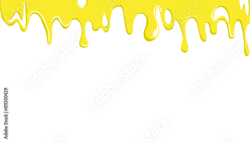 Dripping Yellow Jam Border Background Melting Liquid Marmalade Frame