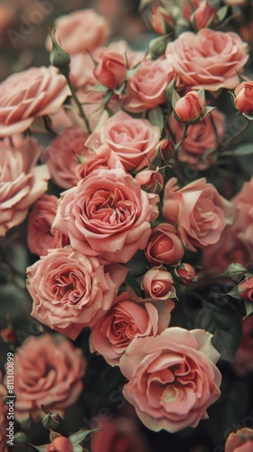 A Bunch of Pink Roses With Green Leaves