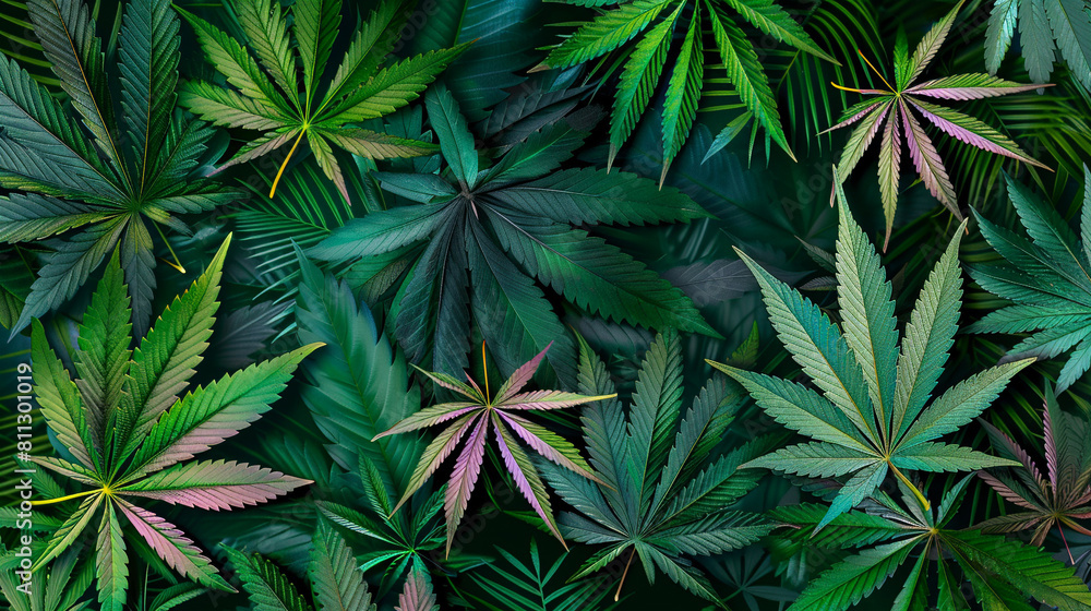 a decorative collage of cannabis leaves a decorative collage of cannabis leaves