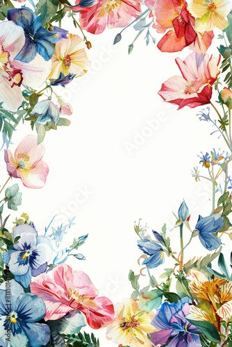 floral frame with empty white space in the middle  illustration watercolours