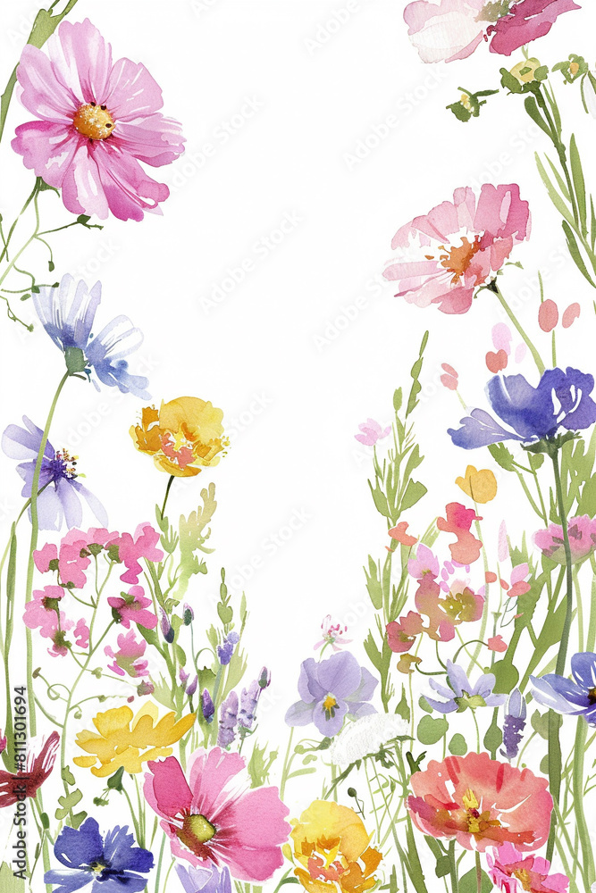 watercolor floers frame style