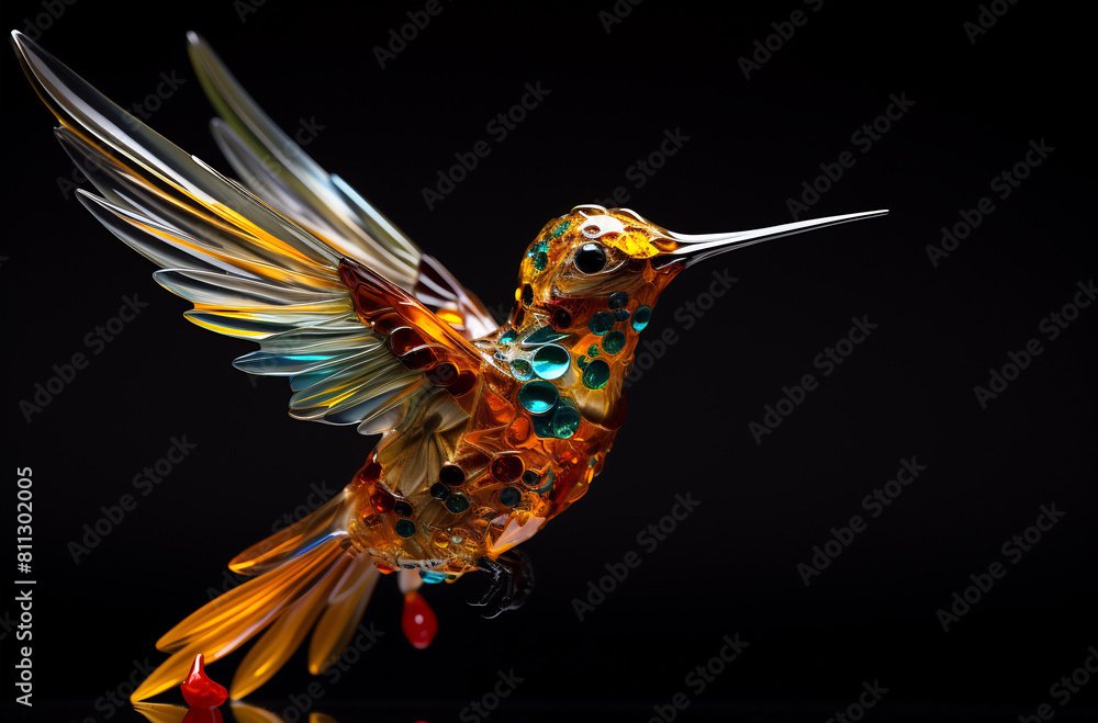 Fototapeta premium Vibrant Glass Art Hummingbird