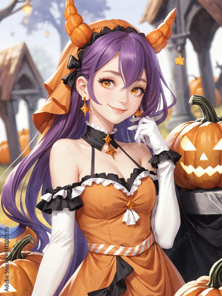 Sexy Girl With Pumpkin Halloween Painting Generative AI Illustration Sexy Girl With Pumpkin Halloween Painting Generative AI Illustration