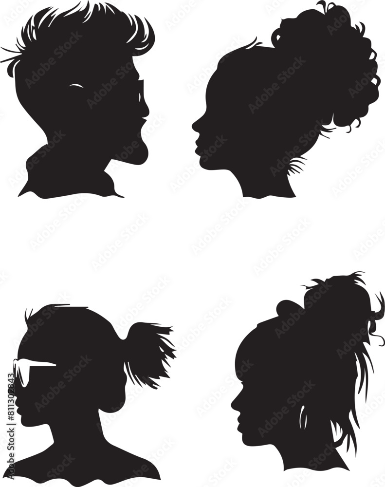 People Barber Hipster silhouette icons People Barber Hipster silhouette icons