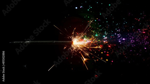 A spark is being shot out of a sparkler.