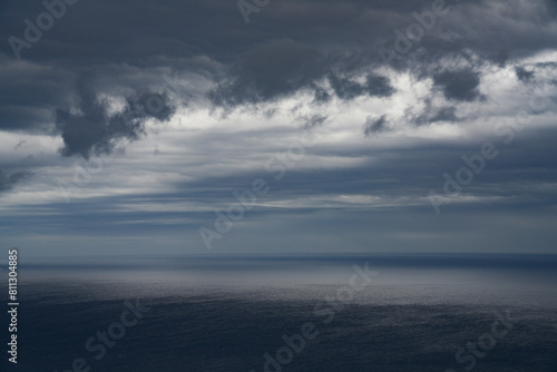 Sea landscape with bad weather and stormy cloudy sky in Sicily, Italy, Europe 