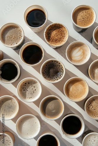 Table Filled With Cups of Coffee