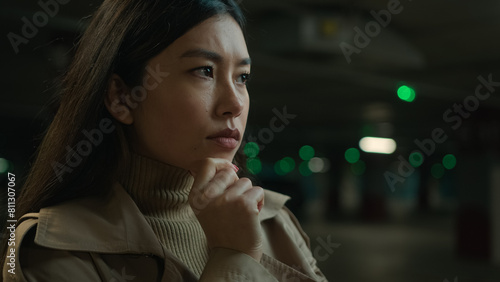Obraz na plátně Asian woman portrait thoughtful chinese korean japanese pensive businesswoman gi