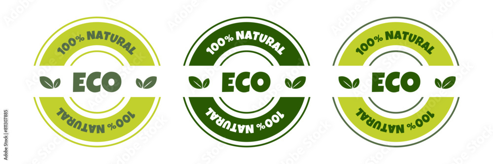Set of eco, bio, organic and natural products sticker, label, badge and logo.