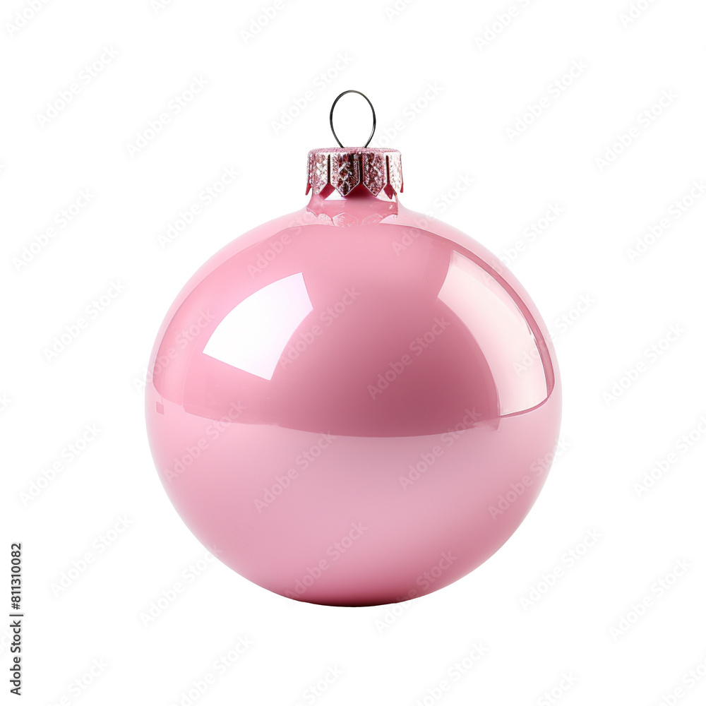 Fototapeta premium Pink christmas bauble isolated on transparent background