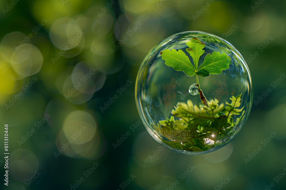 Co2 and water droplet hanging from the edge of a green leaf Co2 and water droplet hanging from the edge of a green leaf