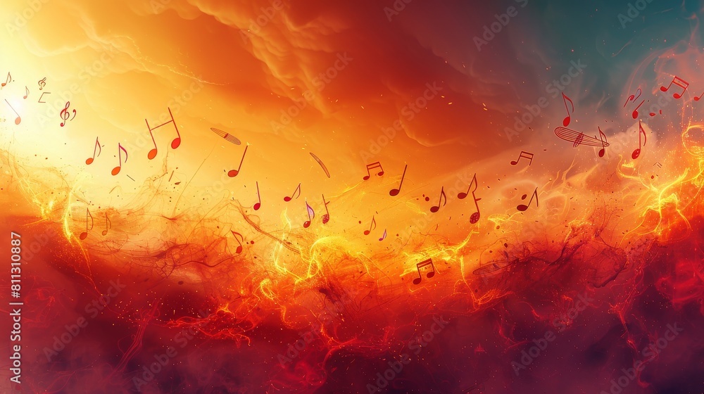 Musical notes on a colorful background, abstract music background Musical notes on a colorful background, abstract music background