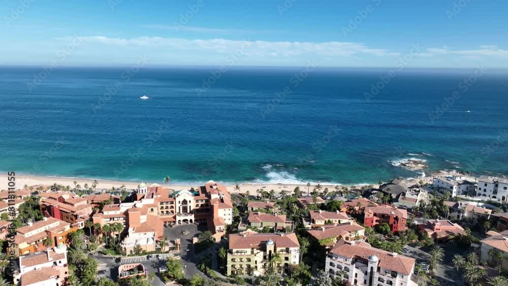 Aerial view of tropical beach with resorts in Cabo San Jose, Baja California Sur, Mexico Aerial view of tropical beach with resorts in Cabo San Jose, Baja California Sur, Mexico